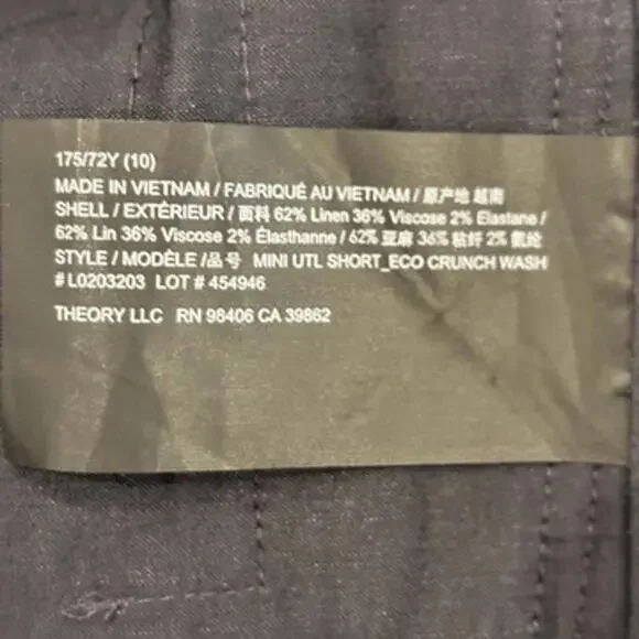 Theory‎ Mini Utility Short – Navy Linen Blend, Size 10